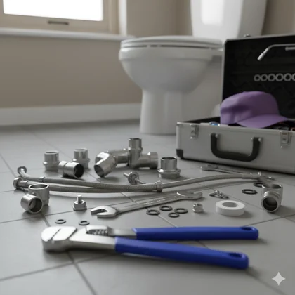 Instalación profesional de sanitario ahorrador de agua en baño moderno Los Mochis